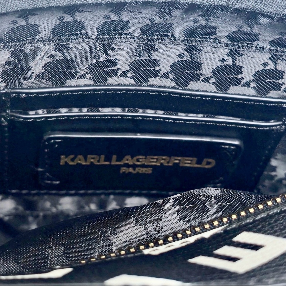 Karl Lagerfeld Black Crossbody Bag  Camera Bag with Multicolor Letters NEW - Picture 13 of 13